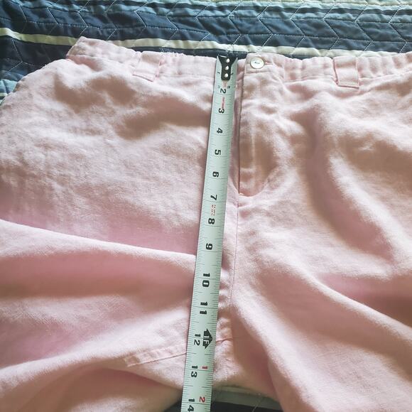 Catherine Stewart Size XL 100% Linen Button Front Wide Leg Capri Pant Petal Pink - Picture 8 of 9